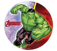 Dekora Decoración Tartas de Cumpleaños Infantiles en Disco de Oblea Comestible - Personaje Avengers Hulk - 20 cm