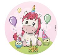 Dekora - Decoracion Tartas de Cumpleaños Infantiles en Disco de Oblea de Unicornio Baby - 20 cm