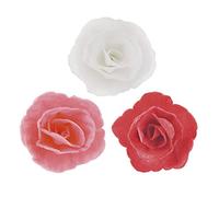 Dekora Decoraciones Comestibles para Pasteles Rosas Surtidas, Multicolor, Paquete de 36, Papel de oblea, Rosa, Rojo y Blanco, Talla Única