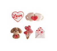 dekora - Decoraciones de Azúcar San Valentín, 30 Figuras Comestibles Románticas para Tartas y Cupcakes - Ideal para Aniversarios y Bodas