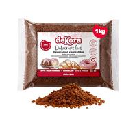 dekora - Dekocrunchies Café 1 kg, Sprinkles de azúcar crujientes con sabor dulce e intenso, Topping repostería, Perlas comestibles para decoración de tartas, galletas, donuts y bizcochos