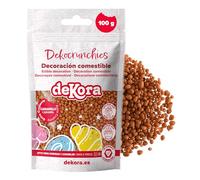 dekora - Dekocrunchies Caramelo 100g, Sprinkles de azúcar crujientes y con sabor intenso, Topping repostería, perlas comestibles para decoración de tartas, galletas, cupcakes y helados