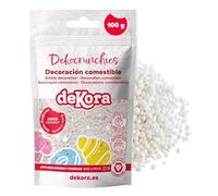 dekora - Dekocrunchies Coco 100g, Sprinkles de azúcar crujientes y con sabor intenso, Topping repostería, perlas comestibles para decoración de tartas, galletas, cupcakes y helados