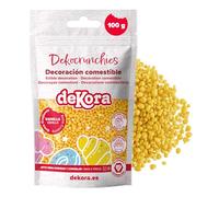 dekora - Dekocrunchies Vainilla 100g, Sprinkles de azúcar crujientes y con sabor intenso, Topping repostería, perlas comestibles para decoración de tartas, galletas, cupcakes y helados