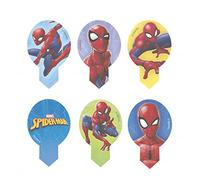 dekora Dekorapin Decoración Comestible para Tartas Cupcakes o Pasteles de Cumpleaños Infantiles, 20 Obleas Comestibles de Spiderman el Hombre Araña Tamaño 6,5x4cm, 135017