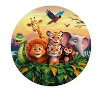 Dekora, Disco de Oblea Comestible Animales de la Selva, Decoración Tarta Cumpleaños Infantil, Papel de Azúcar para Pastel, Diseño Safari, Sin Gluten, Fácil de Usar, Adorno Topper 20 CM