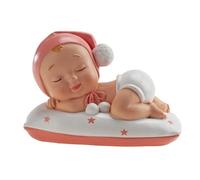 dekora - Figura de Decoracion Bautizo Niña dormida, 10 cm, Elaborada en Resina, Adorno para Tartas de Bautizo y Baby Shower Diseño Original y Detallado Apto para Contacto Alimentario