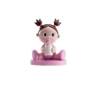 Dekora - Figura de Decoracion Bautizo niña y Nacimiento 10 cm - Muñeca Bebe Niña con Coletas y Biberon, Adorno para Tartas de Bautizo y Baby Shower, Cake Topper Resistente y Apto para Alimentos