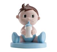 dekora- Figura de Decoracion Bautizo Niño, Bebé con biberón, 10 cm, Elaborada en Resina, Adorno para Tartas de Bautizo y Baby Shower Diseño Original y Detallado - Apto para Contacto Alimentario