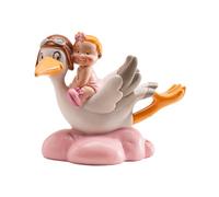 dekora- Figura de Decoracion Bautizo Niño-Cigüeña con Bebé, 10 cm, Elaborada en Resina, Adorno para Tartas de Bautizo y Baby Shower Diseño Original y Detallado - Apto para Contacto Alimentario