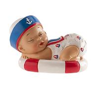 Dekora - Figura de Decoracion Bautizo Niño con Pelota - 10 cm