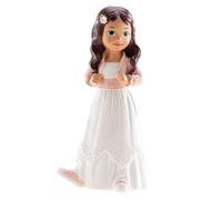 dekora - Figura de decoración primera comunion niña con Chaqueta 15,6 cm, Muñeca de comunion para tarta, Cake topper apto para contacto alimentario