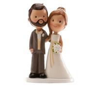 dekora - Figura de Novios Hipster para Tarta de Boda de Resina 14 cm - Cake Topper Original y Divertido para Pastel Nupcial, Mesa Dulce y Aniversario