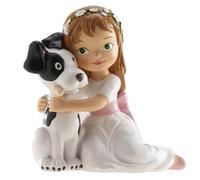 dekora - Figura Decorativa para Primera Comunión - Niña con Perrito - Elaborada en Resina - Adorno para Tartas - 11,5 Centímetros de Alto - Diseño Original y Detallado - Apto para Contacto Alimentario