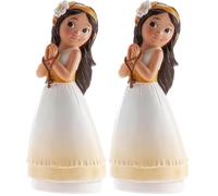 dekora - Figura Decorativa para Primera Comunión - Niña con Rosario - Elaborada en Resina - Adorno para Tartas - 16 Centímetros de Alto - Diseño Original y Detallado - Apto para Contacto Alimentario