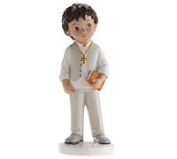 dekora - Figura Decorativa para Primera Comunión Niño con Biblia - Elaborada en Resina - Adorno para Tartas - 16,6 Centímetros de Alto - Diseño Original y Detallado - Apto para Contacto Alimentario