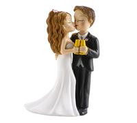 dekora - Figura Novios para Tarta de Boda “Copa y Beso” 16 cm - Cake Topper Decorativo de Resina, Original y Reutilizable para Pastel Nupcial