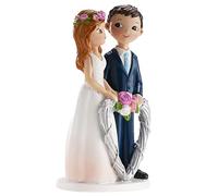 dekora - Figura Novios para Tarta de Boda “Corazón” 16 cm - Cake Topper Decorativo de Resina, Romántico y Reutilizable para Pastel Nupcial y Mesa Dulce