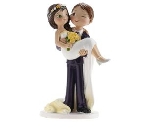 dekora - Figura Novios para Tarta de Boda “Guiño” 18 cm - Cake Topper Decorativo de Resina, Original y Reutilizable para Pastel Nupcial y Mesa Dulce