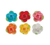 Dekora - Flores Comestibles para Decorar Tartas - Decoración para Tartas y Pasteles - Flores de Oblea Sin Sabor en 6 Colores - Ø 4 cm - Obleas Sin Gluten, Sin Lactosa y Apta para Veganos - 80 Uds
