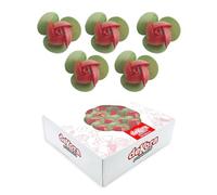 Dekora - Flores Comestibles para Decorar Tartas - Decoración para Tartas y Pasteles - Flores de Oblea Sin Sabor Color Rojo Ø 3 cm - Obleas Sin Gluten, Sin Lactosa y Apta para Veganos - 150 Uds