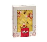 dekora - Flores Comestibles para tartas, 10 orquídeas amarillas de oblea 8.5 x 7.5cm, sin azúcar, sin gluten, sin lactosa, Adornos Comestibles para Tartas, Cumpleaños y Bodas