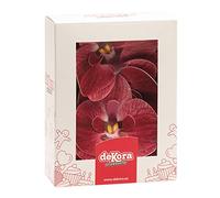 dekora - Decoración Comestible de Tartas Oblea Orquidea Color Burdeos - 8,5-7,5 cm