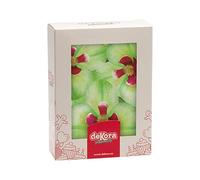 dekora - Flores Comestibles para tartas, 10 orquídeas verdes de oblea 8.5 x 7.5cm, sin azúcar, sin gluten, sin lactosa, Adornos Comestibles para Tartas, Cumpleaños y Bodas