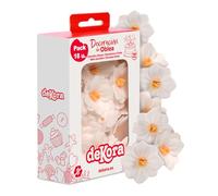 dekora - Flores Comestibles para tartas, 18 camelias blancas de oblea, 4 cm, sin azúcar, sin gluten, sin lactosa, Adornos Comestibles para Tartas, Cumpleaños y Bodas