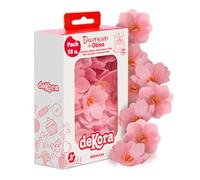 dekora - Flores Comestibles para tartas, 18 camelias rosas de oblea, 4 cm, sin azúcar, sin gluten, sin lactosa, Adornos Comestibles para Tartas, Cumpleaños y Bodas