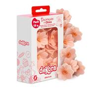 dekora - Flores Comestibles para tartas, 18 camelias salmón de oblea, 4 cm, sin azúcar, sin gluten, sin lactosa, Adornos Comestibles para Tartas, Cumpleaños y Bodas
