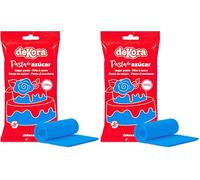 Dekora - Fondant Azul Cielo | Pasta de Fondant para Tartas - Cobertura para Bizcochos, Tartas, Pasteles, Magdalenas o Cupcakes con el que Poder Hacer Todo Tipo de Decoraciones - 250 gr (Paquete de 2)