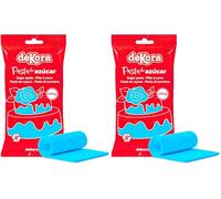 Dekora - Fondant Azul Oscuro | Pasta de Fondant para Tartas - Cobertura para Bizcochos, Tartas, Pasteles, Magdalenas o Cupcakes con el que Poder Hacer Todo Tipo de Decoraciones - 250 gr (Paquete de 2)