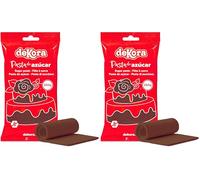 Dekora - Fondant Marrón | Pasta de Fondant para Tartas - Cobertura para Bizcochos, Tartas, Pasteles, Magdalenas o Cupcakes con el que Poder Hacer Todo Tipo de Decoraciones - 250 gr (Paquete de 2)