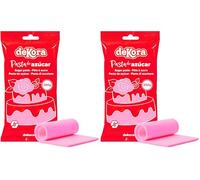Dekora - Fondant Rosa | Pasta de Fondant para Tartas - Cobertura para Bizcochos, Tartas, Pasteles, Magdalenas o Cupcakes con el que Poder Hacer Todo Tipo de Decoraciones - 250 gr (Paquete de 2)