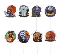 dekora - Halloween Cake Topper, 48 pinchos de papel para decorar cupcakes, tartas y pasteles, 8 diseños, 6,5cm, Decoración para Halloween