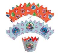 dekora - Kit cupcakes Disney Stitch licenciado oficial: toppers + 6 cubre cupcakes reutilizables, doble cara reversible, wrappers decorativos (no hornear) para muffins y magdalenas