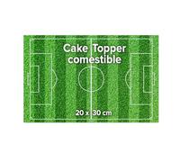 dekora - Lámina comestible Campo de Fútbol para decorar tartas, sin azúcar añadido y sin gluten, 20x30 cm, decoración para cualquier tipo de tarta de cumpleaños