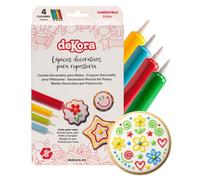 dekora - Lápices decorativos comestibles 4 colores para repostería, icing gel listo para usar (4x19 g) para dibujar en galletas, royal icing, fondant y cupcakes