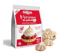 dekora - Merengue en Polvo 200 g Extra White para rellenar y cubrir Tartas y Cupcakes, Albúmina en polvo para repostería Sin Gluten y Sin Lactosa