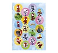 dekora - Mini discos comestibles Spidey Ø 3,4 cm x 20 uds | Decoración para cupcakes, galletas y tartas | Sin azúcar | Licencia Marvel | Sin gluten y apto para vegano