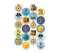 Dekora, Mini Discos de Oblea de Piratas, Toppers para Decorar Cupcakes y Galletas, Ideal para Cumpleaños Infantiles, 20 Mini Obleas de Papel de Arroz Comestible, 3,4 CM