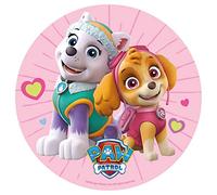 Dekora - Oblea Comestible de la Patrulla Canina - Disco para Decoración Tartas de Cumpleaños Infantiles - Personajes Skye & Everest- 20 cm