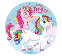 Dekora, Oblea Comestible de Unicornio, Decoración para Tarta de Cumpleaños, Adorno Pasteles y Postres, Fiesta Cumpleaños Temático, Disco 20 CM