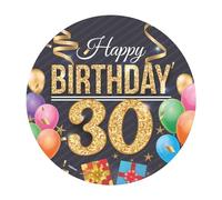 Dekora, Oblea Comestible Happy Birthday, Decoración Tarta de Cumpleaños, Adorno para Pasteles y Tortas, Disco Redondo 20 CM (Happy Birthday 30)