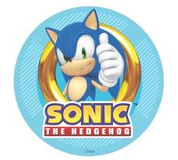 Dekora, Oblea Comestible Sonic, Decoración para Tarta de Cumpleaños Infantiles de Sonic, Adornos para Pasteles y Postres, Disco 20 CM