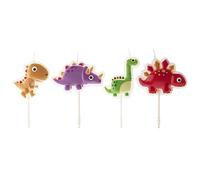 dekora - Pack de Velas de Cumpleaños Dinosaurios Tarta - Decoracion Cumpleaños Dinosaurios - 4 Unidades