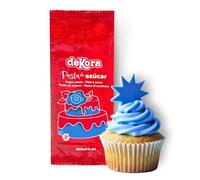 dekora - Pasta de Azúcar Fondant Azul 150g - Pasta para Tartas y Repostería - Sin Gluten ni Lactosa - Sabor Vainilla - Suave, Flexible y Fácil de Moldear para Decoraciones Creativas