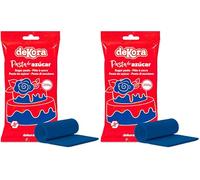 dekora - Pasta de Azúcar Fondant Azul Navy para Tartas - Elástico y fácil de trabajar - Para cubrir y modelar - Sin gluten, Halal y Kosher - 250g (Paquete de 2)