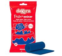 dekora - Pasta de Azúcar Fondant Azul Navy para Tartas - Elástico y fácil de trabajar - Para cubrir y modelar - Sin gluten, Halal y Kosher - 250g